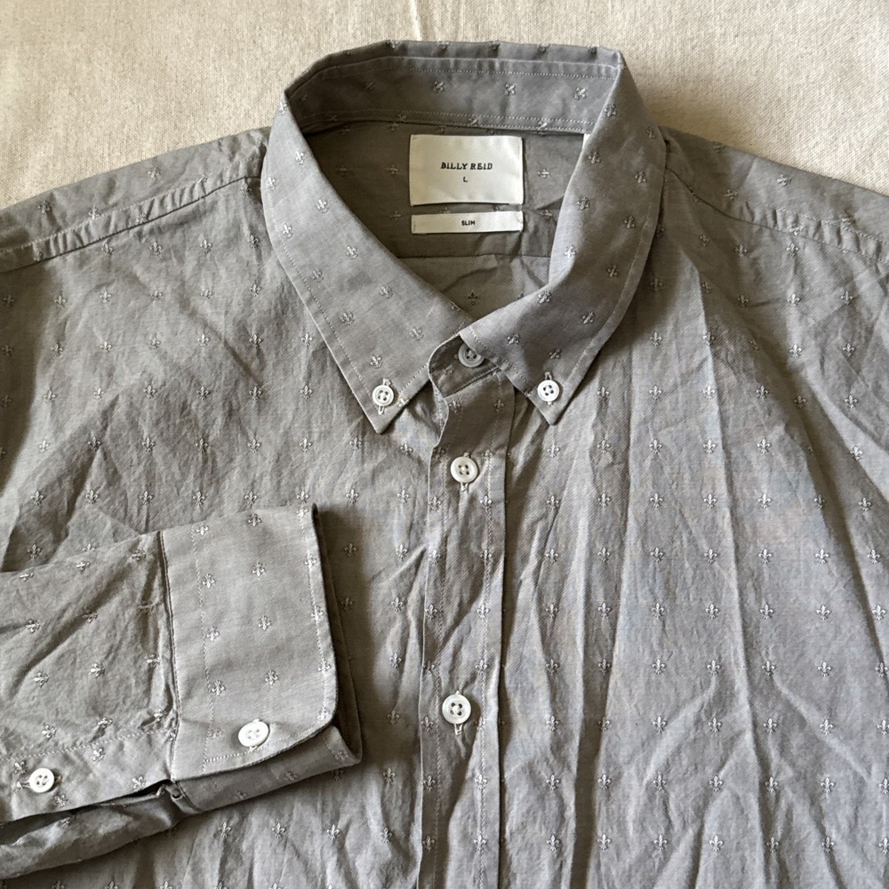Billy Reid Men's L Slim Button-Down Oxford Shirt Southern Prep AOP Made In Italy